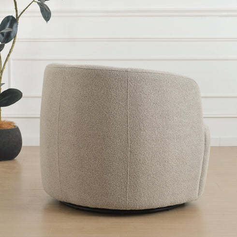 Ashlie Bouclé Swivel Barrel Chair - Stylish Swivel Chair | Living Room Swivel Accent Chairs | Kinwell Furniture | Most Comfortable Swivel Chairs